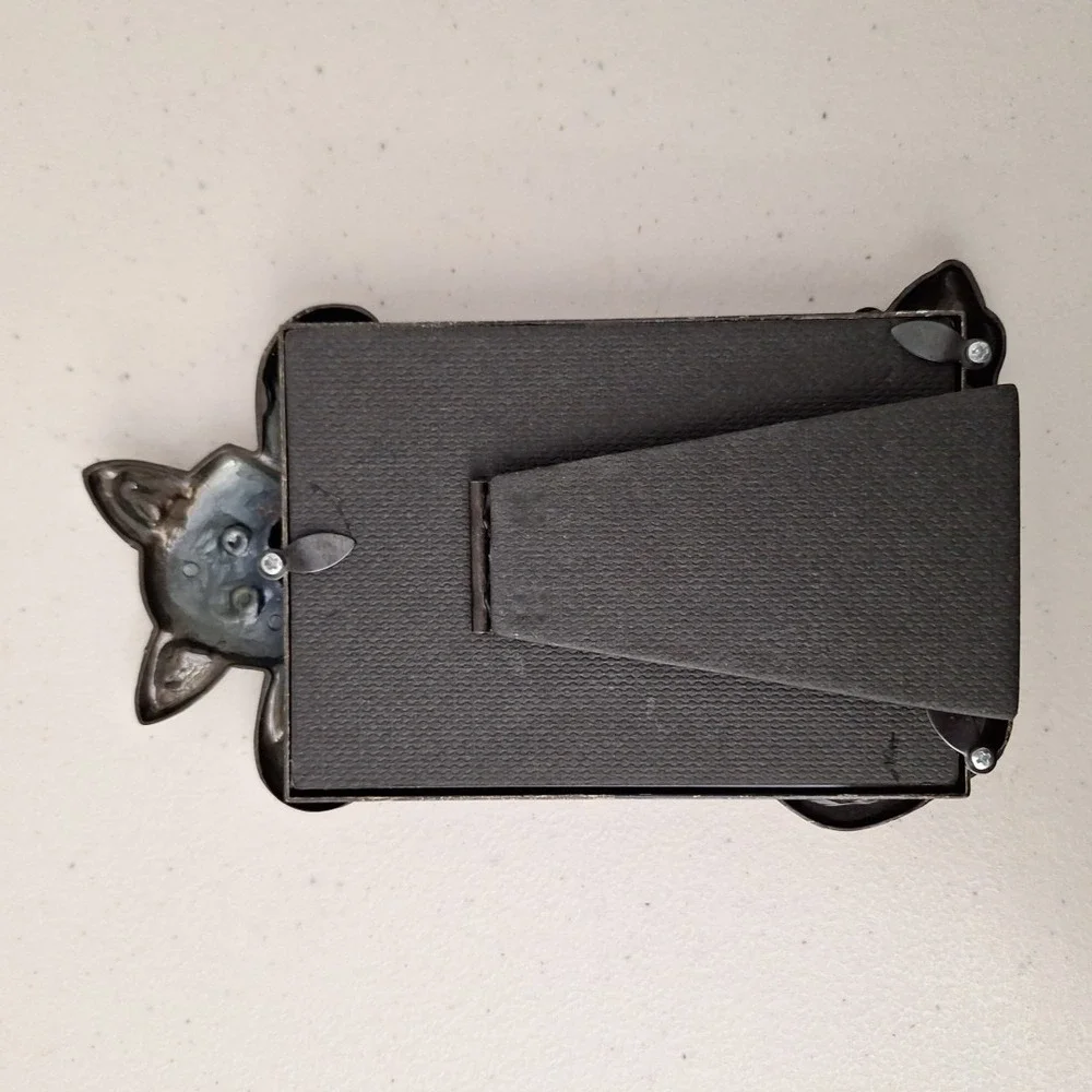 Vintage Metal Picture Frame Gold Tone Cat Pretty Kitty 4